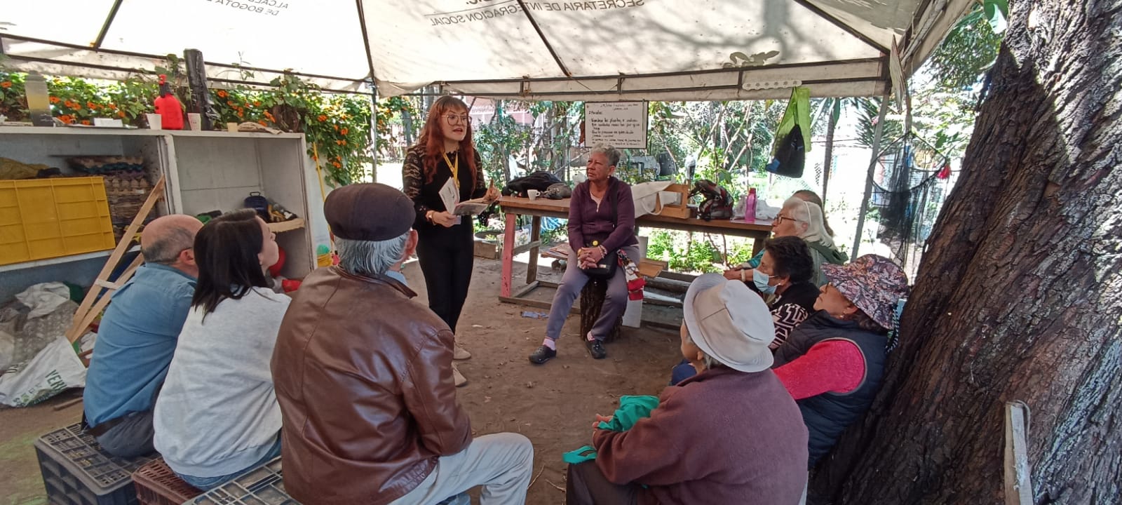 Personas mayores participando en el club de lectura en la biblioteca