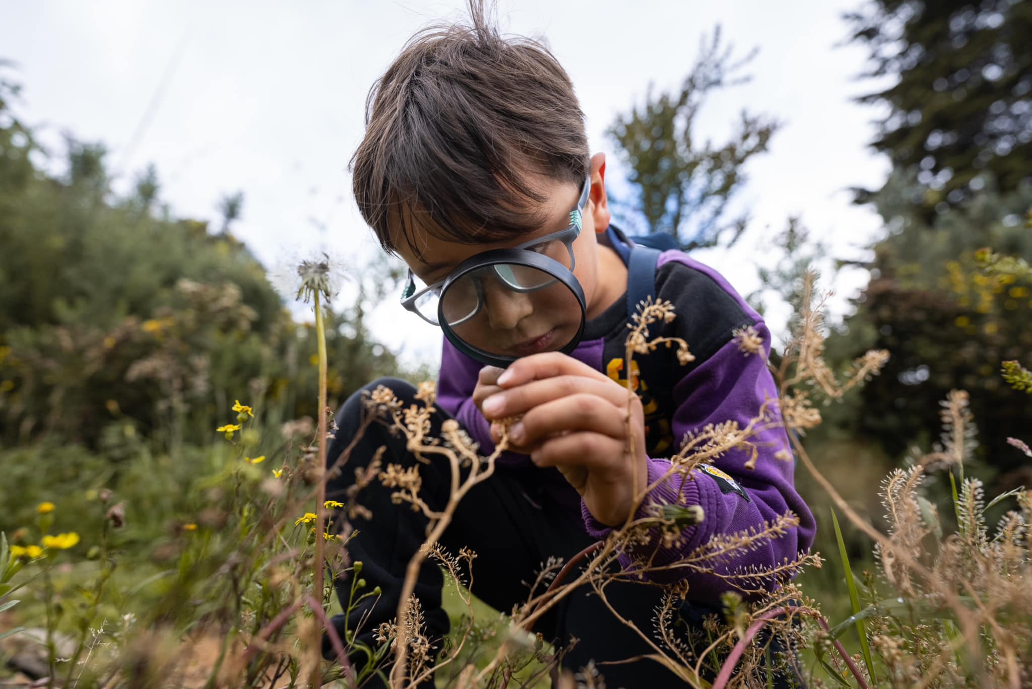 Niño con una lupa