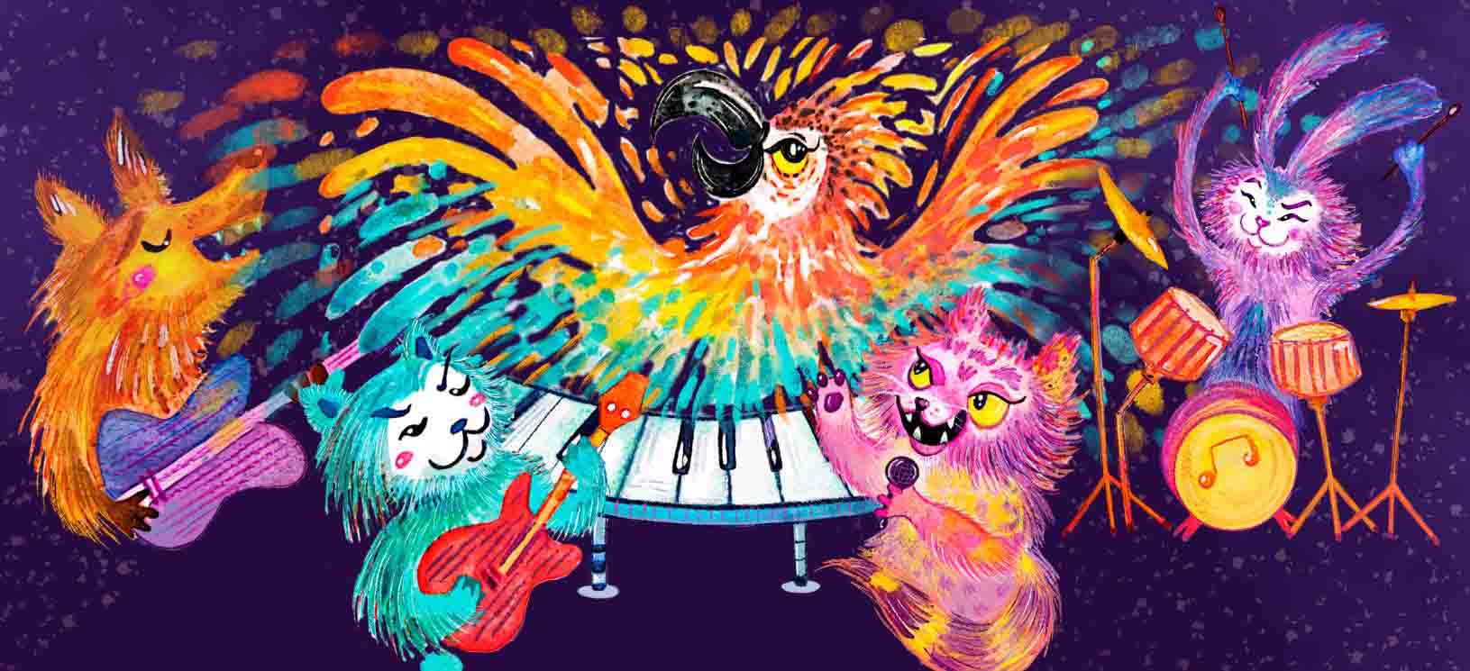 Ilustración de banda musical animal