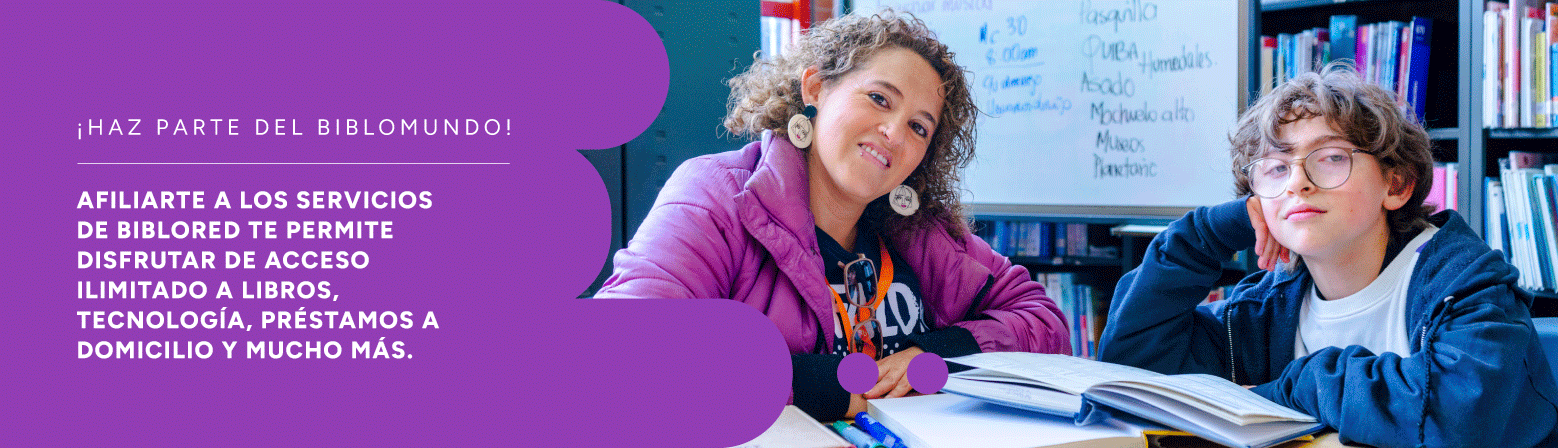 Afiliarte a los servicios de BibloRed te permite disfrutar de acceso ilimitado a libros, tecnología, préstamos a domicilio y mucho más.